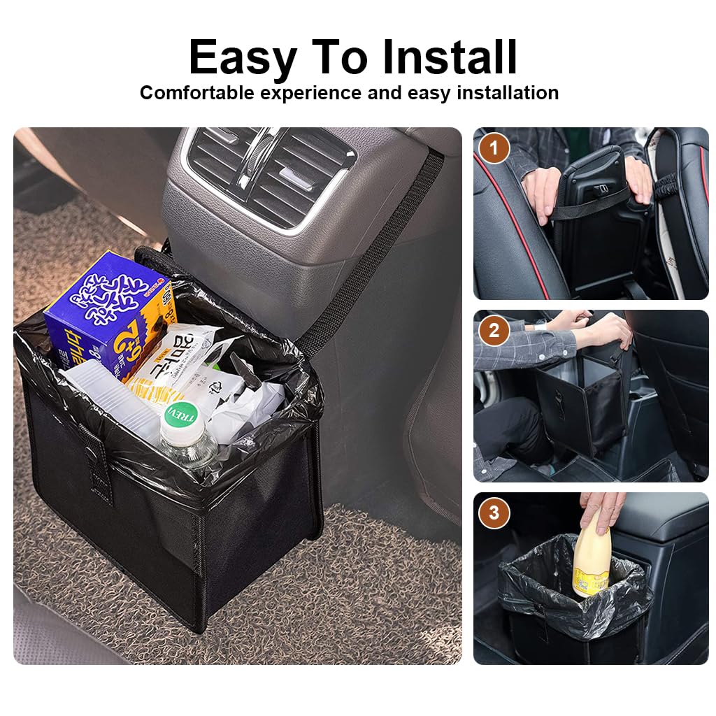 STHIRA® Car Trash Can, Trash Bin Hanging Organizer with Adjustable Hanging Strap, Collapsible Multi-purpose Garbage Bag, Auto BackSeat Waterproof Hanging Bag Waste Container Can (9.05