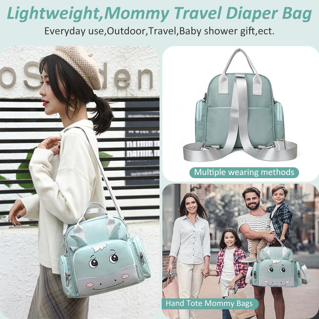 ZIBUYU® Diaper Bags for Mom for Travel Lightweight Baby Bag with Shoulder Strap Tote Bag Cute Fashion Cartoon Print Maternity Bag Mother Bag for Baby Travel Motherly Diaper Bags