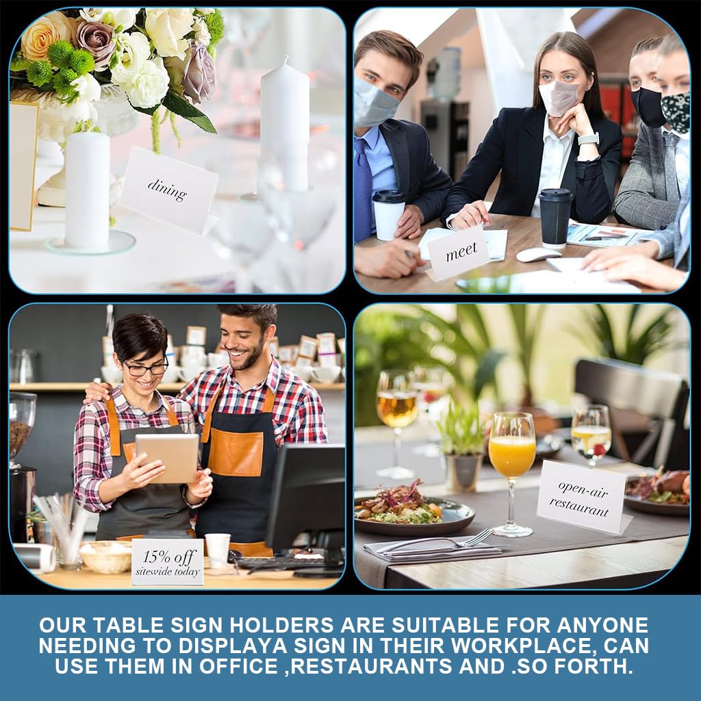 OFIFO Clear Acrylic Display Stand for Tables featuring L Shaped Design 30 Pack 9x6cm | Transparent Sign Holder for Price Tags and Menus