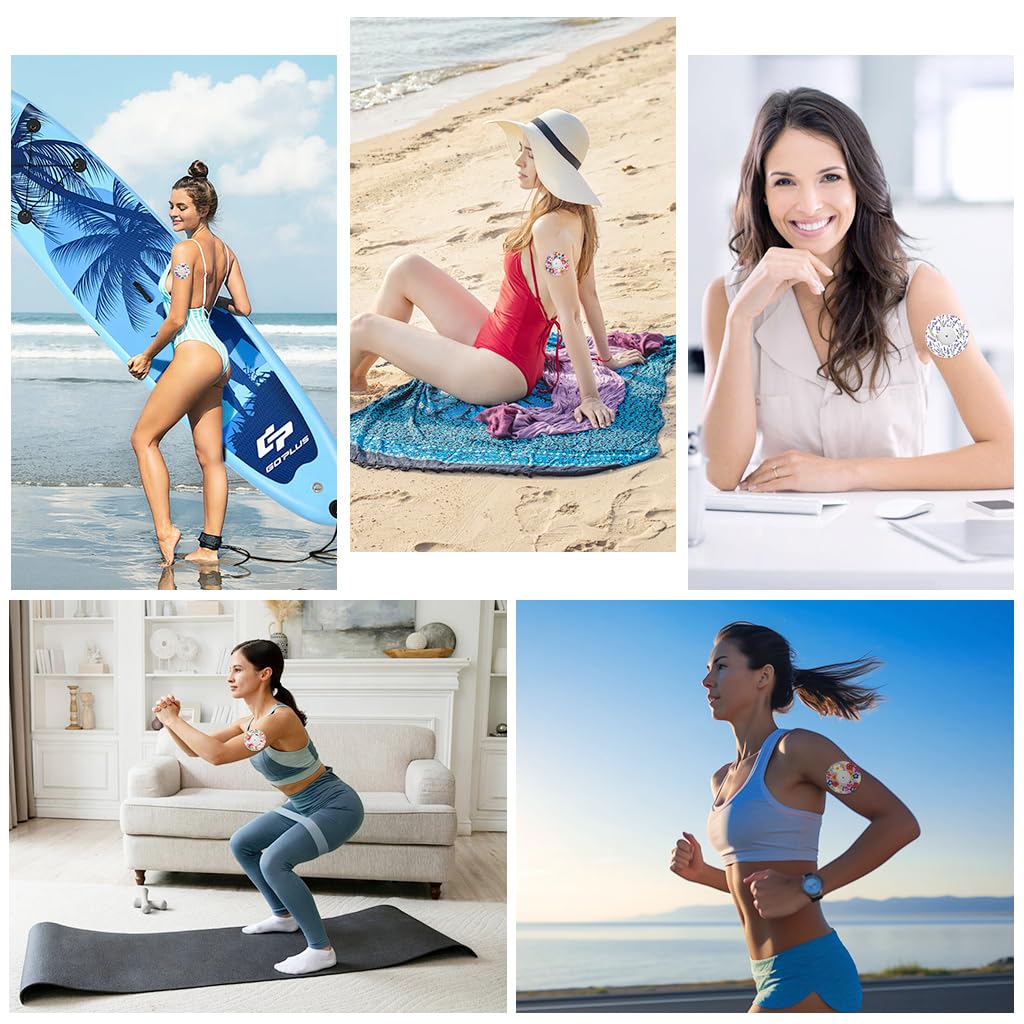 HANNEA Self Adhesive Patch Stickers for Freestyle Libre Sensor featuring Floral Print 18Pcs