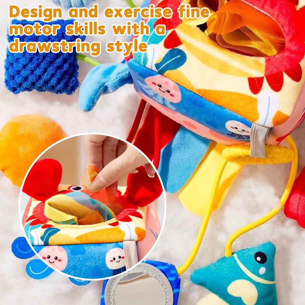 SNOWIE SOFT Baby Hanging Stroller Toy for Infants with Open Ring Clasp and Plush Fabric | Interactive Squeaky Pendants for Travel and Crib Play