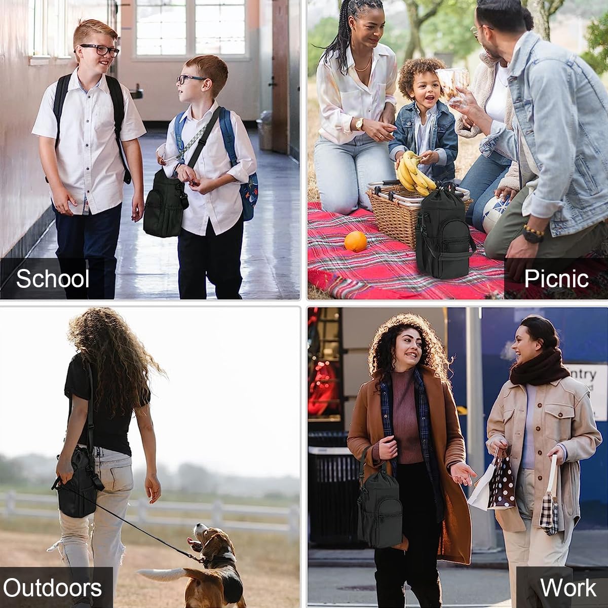 GUSTAVE Outdoor Water Bottle Carrying Bag for Hiking with 40oz Pouch and Phone Pocket | Black Canvas Sleeve