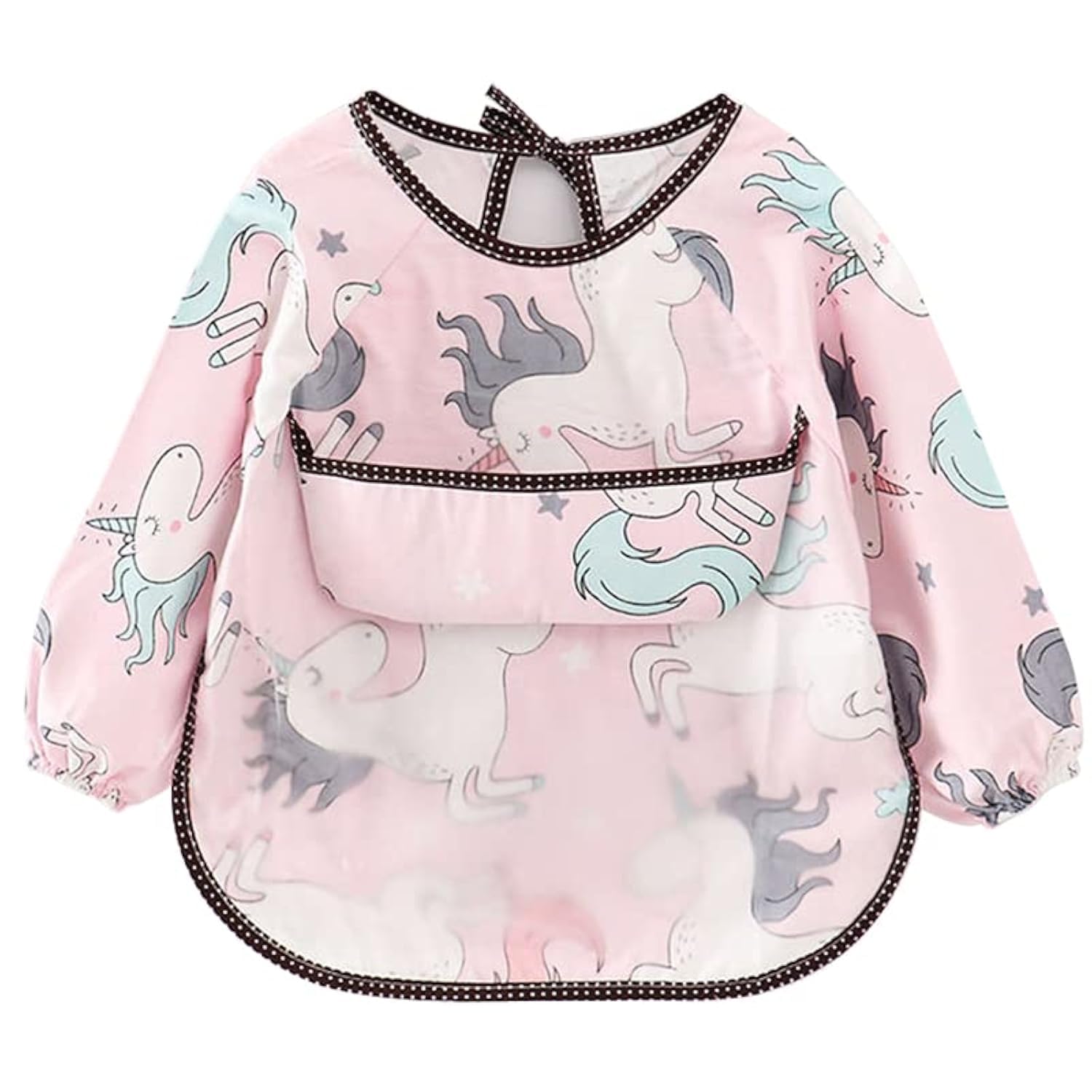 SNOWIE SOFT Sleeved Baby Bib for Feeding with 43cm Length and Crumb Catcher Pocket | Waterproof Cotton for 6–24 Months