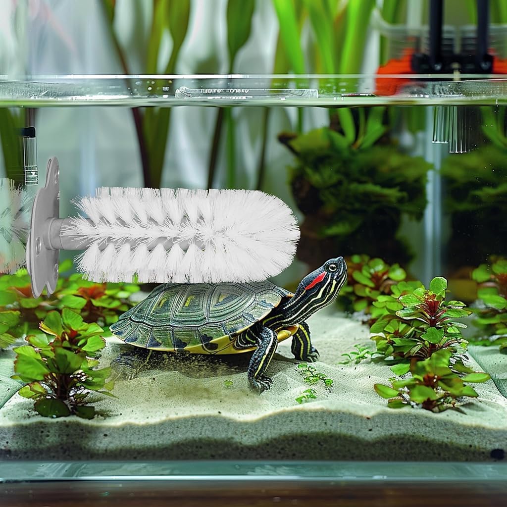 Qpets® Turtles Brush, Grooming Brush for Turtles with Suction Cup, Grooming Brush for Turtle Tank Soft Bristle Grooming Brush for Turtles