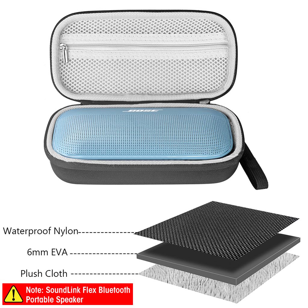 ZIBUYU Carrying Case for Bose SoundLink Flex with Hard EVA Shell and Hand Strap | 3PCS Storage Set