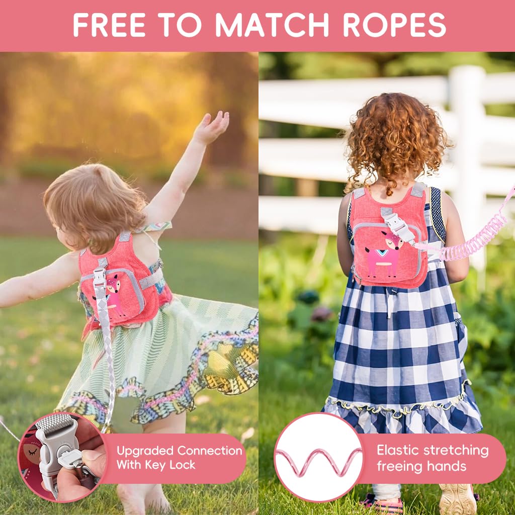 SNOWIE SOFT Baby Leash Harness for Toddlers with Cartoon Backpack and Reflective Strap | Includes Anti Lost Wrist Link