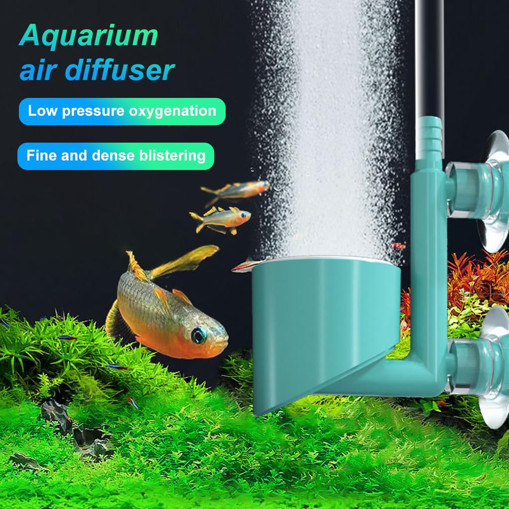 Qpets® Aquarium Air Stone Fish Tank Bubble Stone with Suction Cups Diffuser Stone Air Stone Oxygen Genorator Attachment Ultra Quite Aquarium Air Stone for Fish Tank