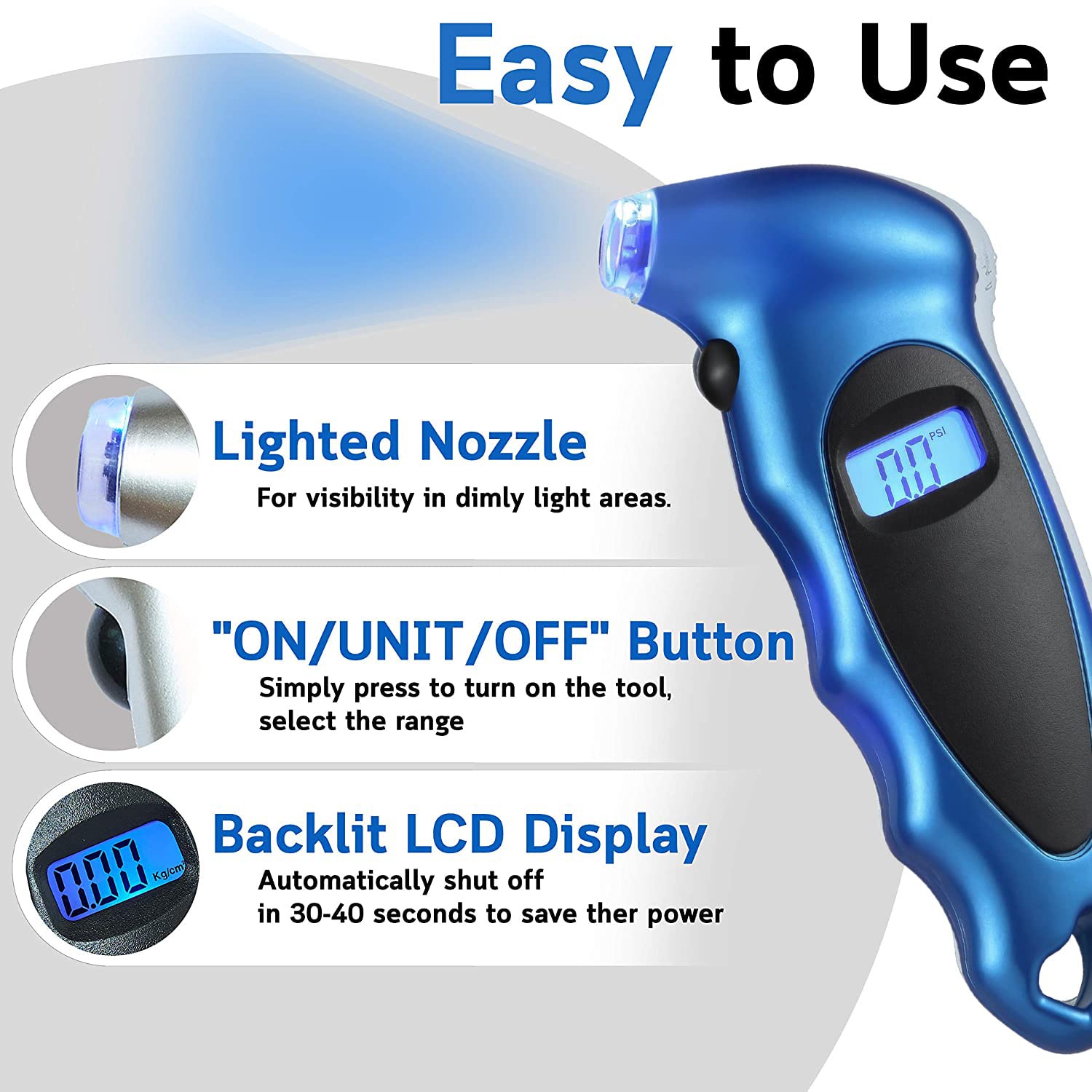 STHIRA Tyre Pressure Gauge Digital for Car Truck and Bicycle featuring LCD Backlight 150 PSI