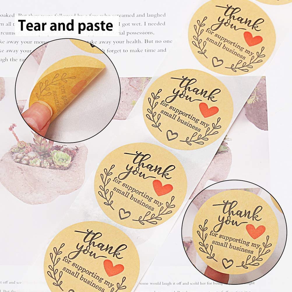 HASTHIP® 500pcs 2inch Thank You Stickers Labels for Elegant Floral Adhesive Packaging Sticker Roll Scrapbook Gift Paper Labels for Christmas Craft Card Making