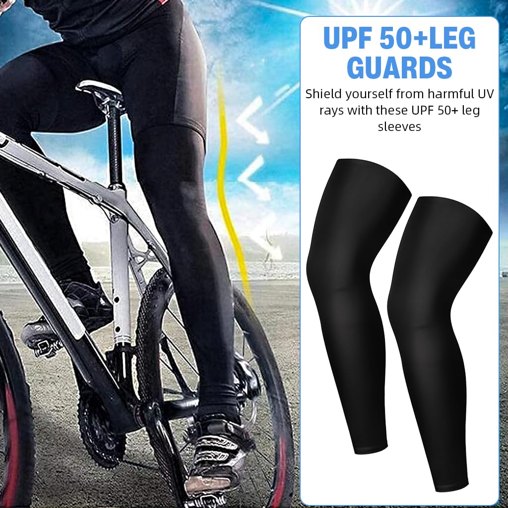 Proberos Leg Sleeves for Running and Cycling featuring UPF 50 Ice-Silk Compression | Unisex Black 3 pcs