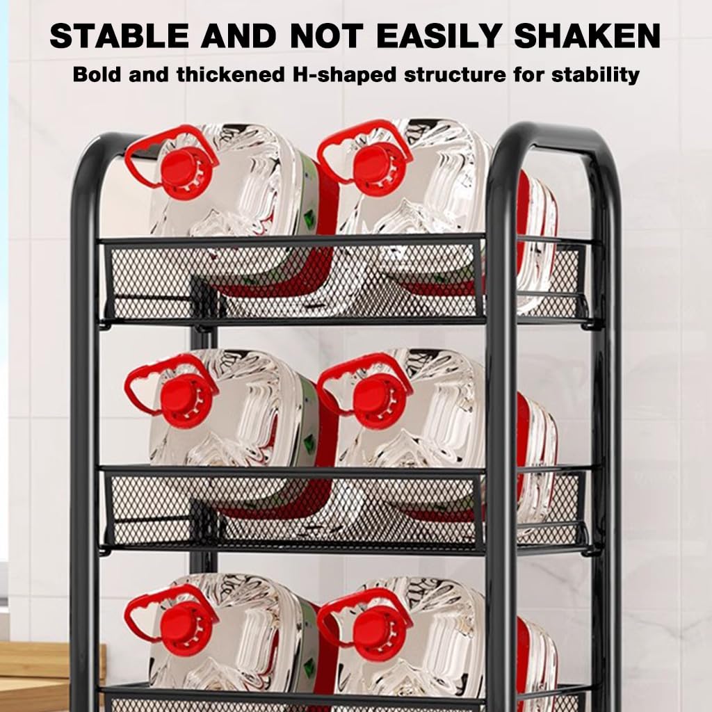 HASTHIP Multipurpose Kitchen Storage Rack for Home Organization with Adjustable Shelves 44x27x63cm featuring Smooth Caster Wheels