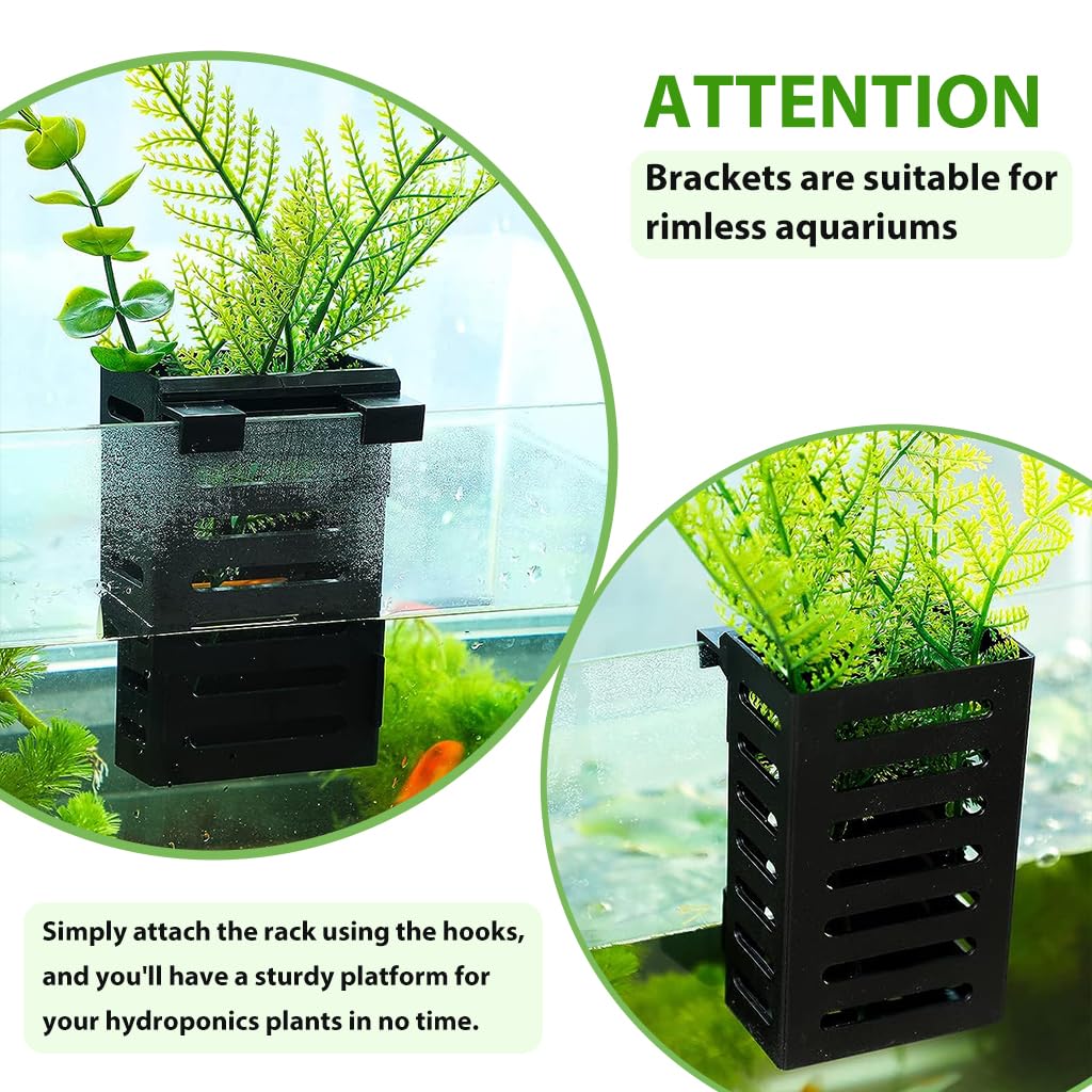 HASTHIP Aquarium Plant Holder for Fish Tanks with Vent Flow Design and Hanging Hooks | 2 Pcs Plastic Planter Cups