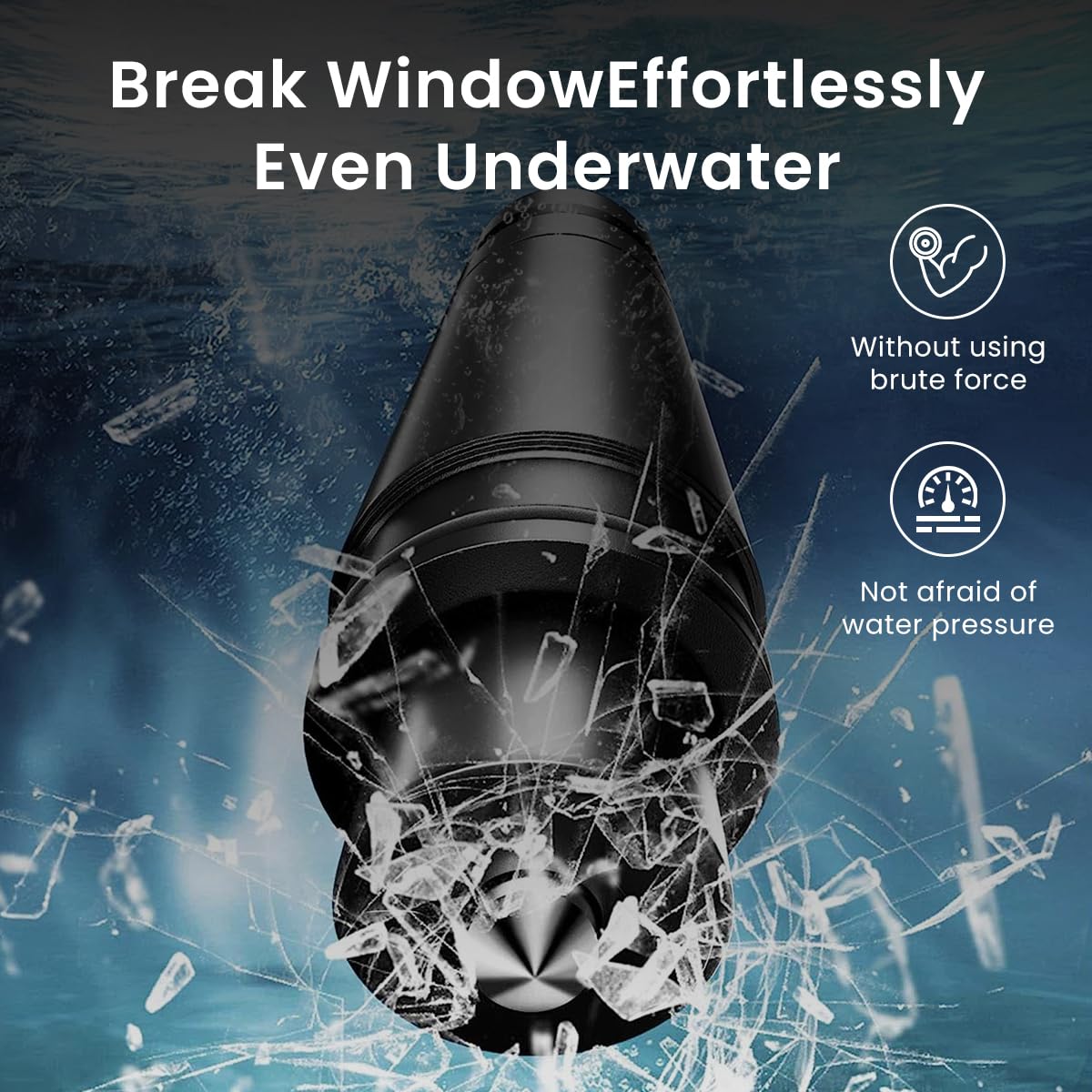 STHIRA Car Window Breaker for Emergency Escape with 6kg Impact Force and Tungsten Steel Bit | 2 in 1 Seat Belt Cutter