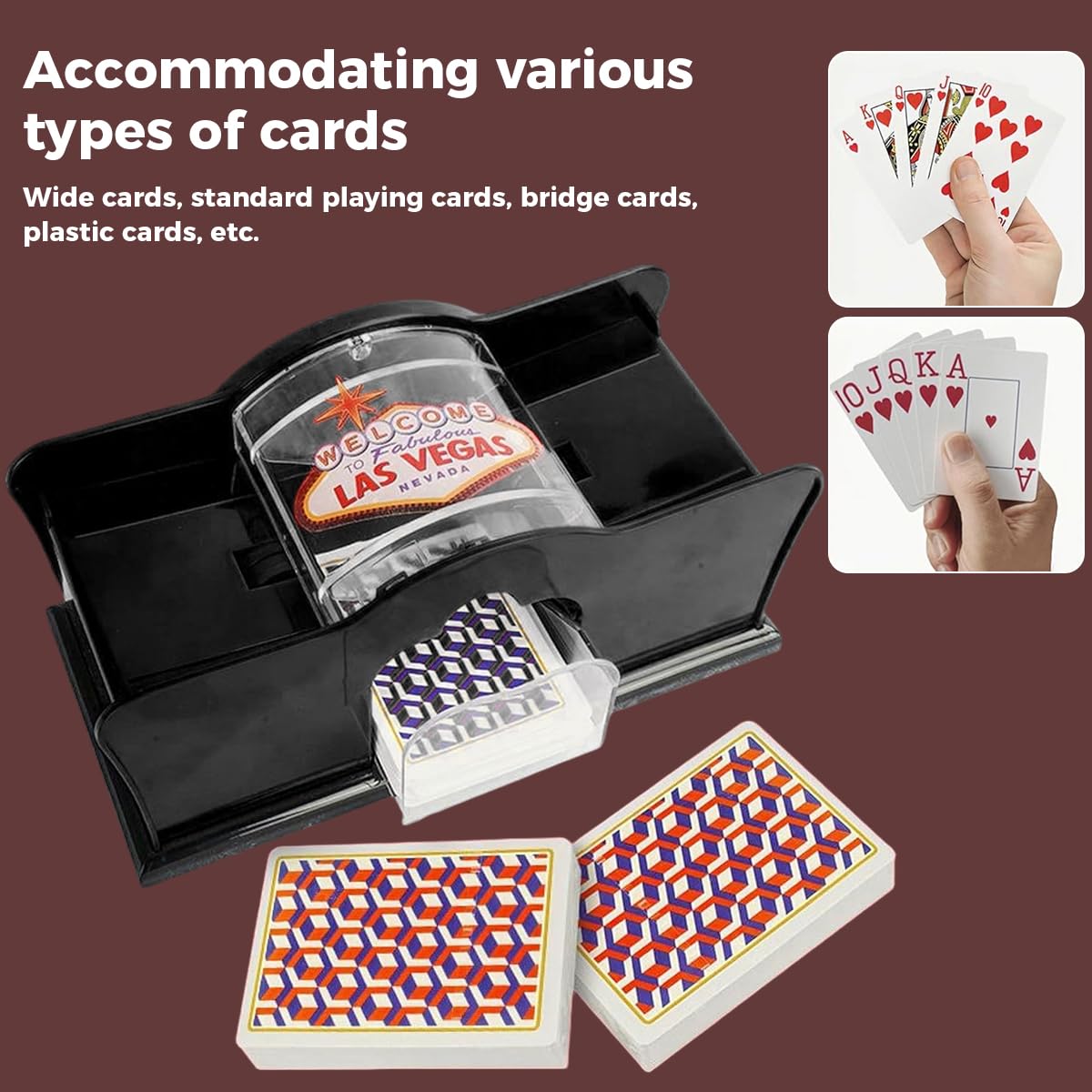 Supvox Manual Card Shuffler for Casino Poker Games with Hand Crank and Clear Housing Design