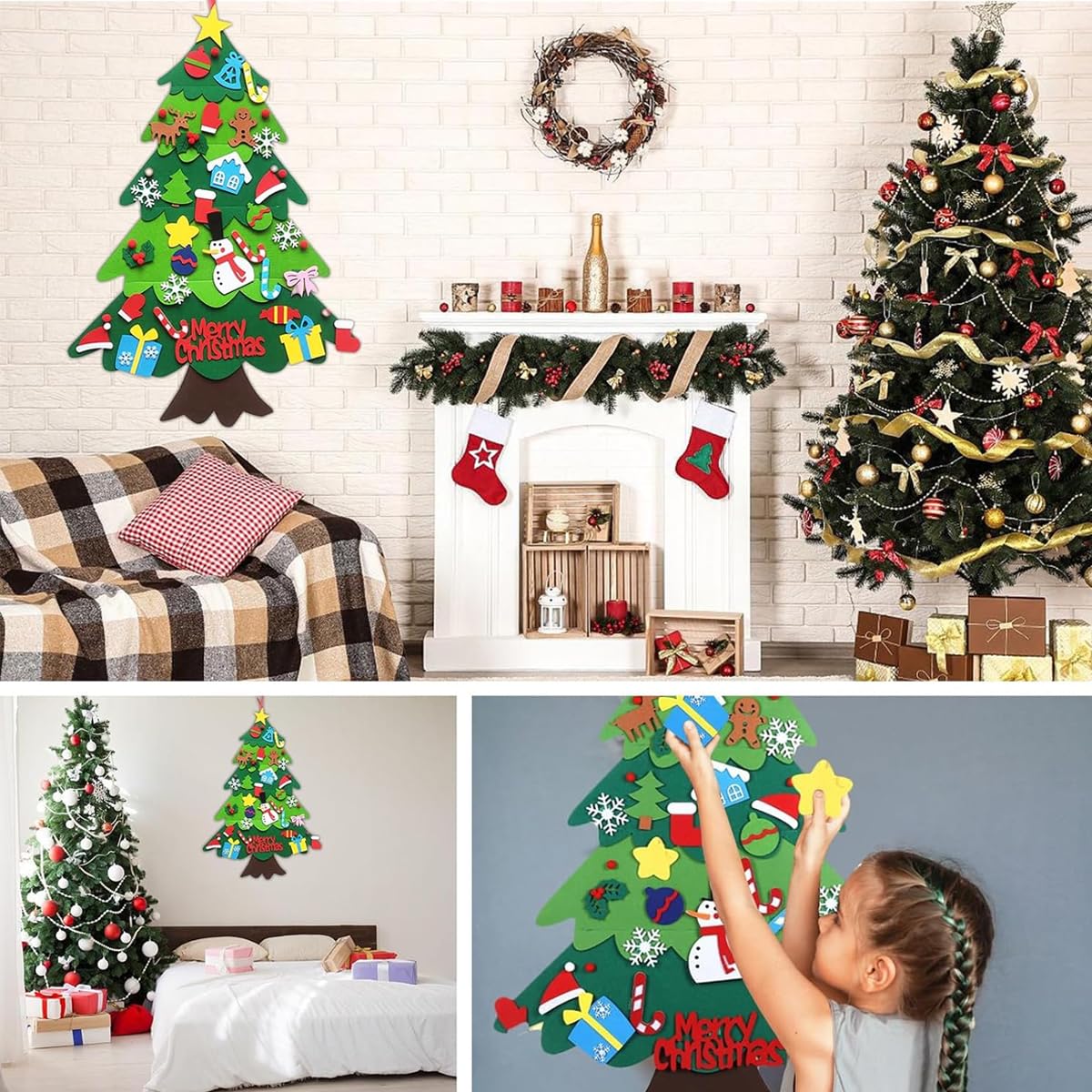 PATPAT DIY Felt Christmas Tree for Toddlers with 3ft Hanging Ornaments | Fun Holiday Craft and Gift Decor