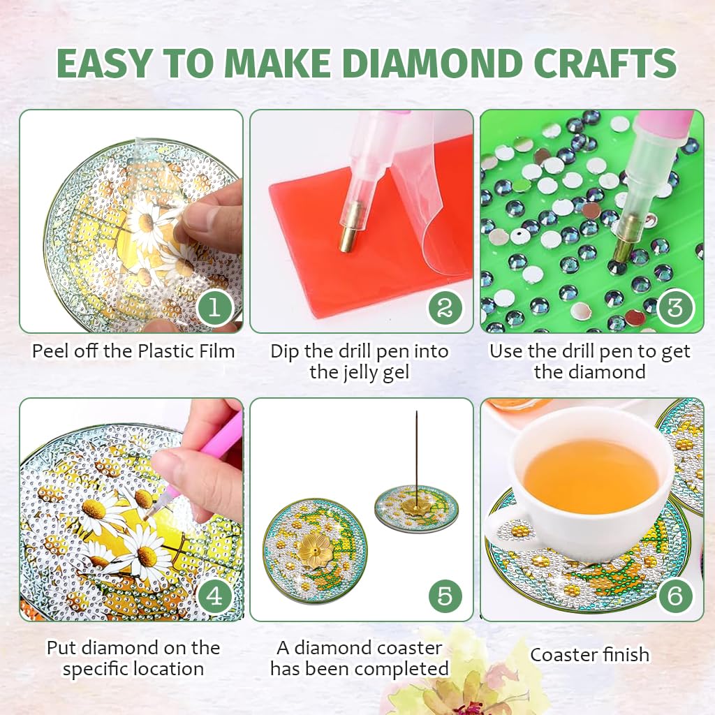 HASTHIP Diamond Painting Kit for Home Decor with Dual Function Lotus Incense Holder | DIY Gift Set