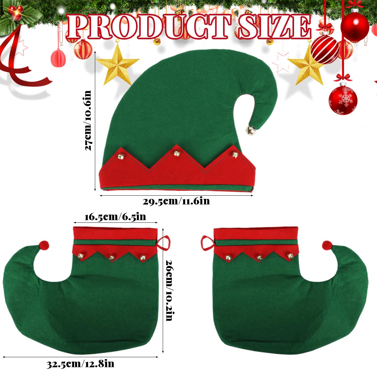 PATPAT Christmas Elf Costume Set for Holiday Parties with Hat and Boots | Festive Dress-Up