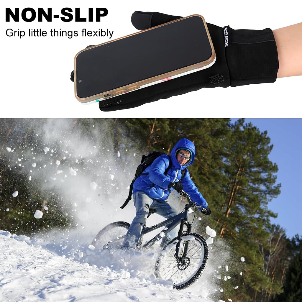 PROBEROS Thermal Winter Riding Gloves for Cycling and Driving with Touchscreen Fingertips | Windproof Splashproof Plush-Lined Design