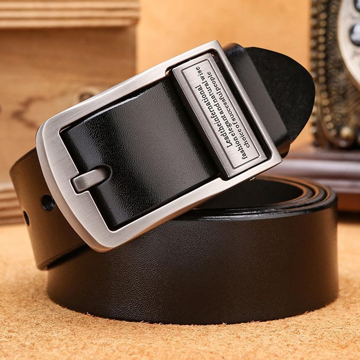 Venzina Belts for Men with Alloy Buckle in PU Leather for Jeans Suits and Business Wear