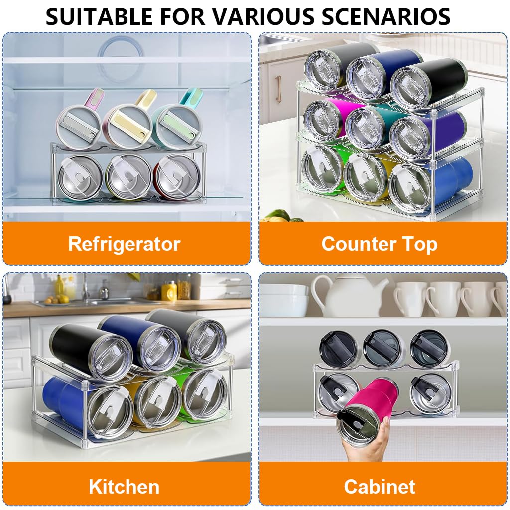Supvox Tumbler Cup Holder Organizer Rack for Countertop featuring Three Tier Design | Holds up to 9 Cups and Fits Stanley 20–40oz