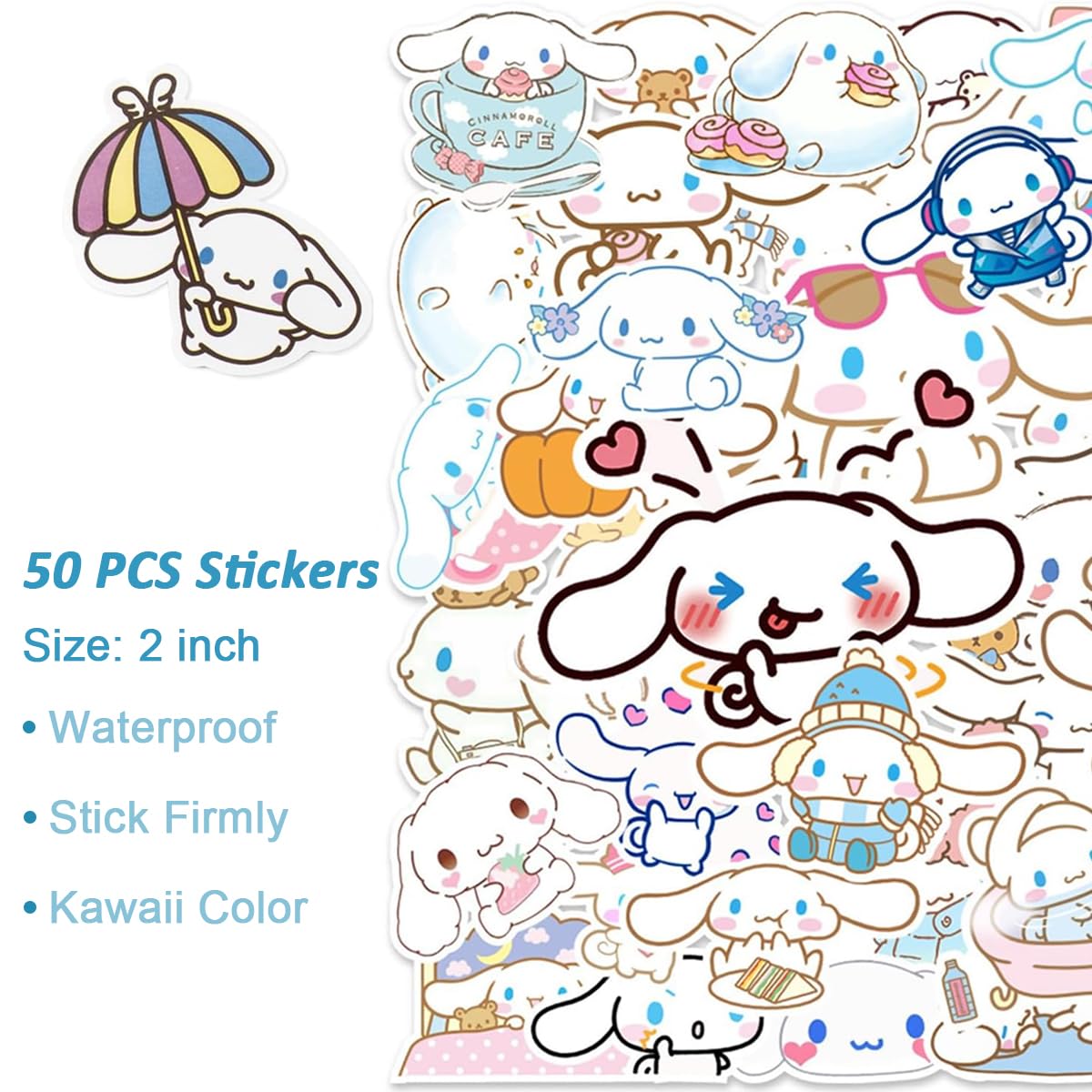 Climberty® Kawaii Cinnamoroll School Supplies Set, Kawaii Stationeries Supplies Set with Notebook, Pencil Pouch, Click Pens, Assorted Cinnamoroll Cartooon Stickers