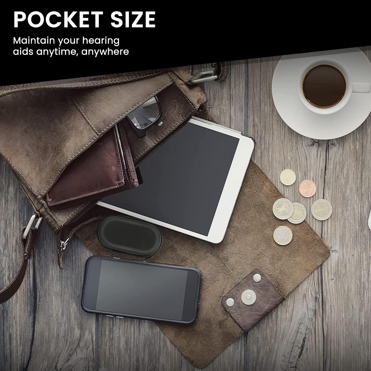 HANNEA Hearing Aid Cleaning Kit for Earphones and Airpods with 9 Pieces Tools & Magnifier