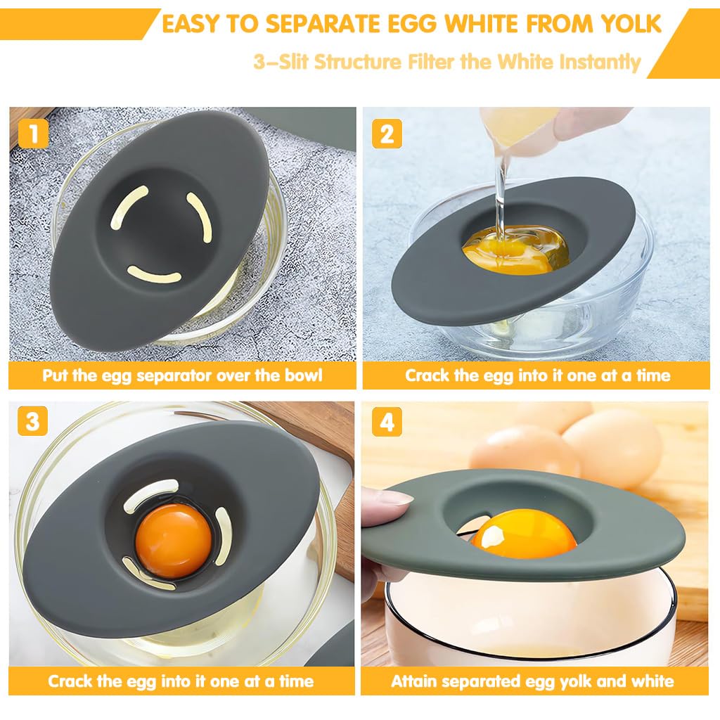 Supvox Silicone Egg Separators for Baking and Cooking with 5.4 in Bowl Fit | 2 Pack Reusable