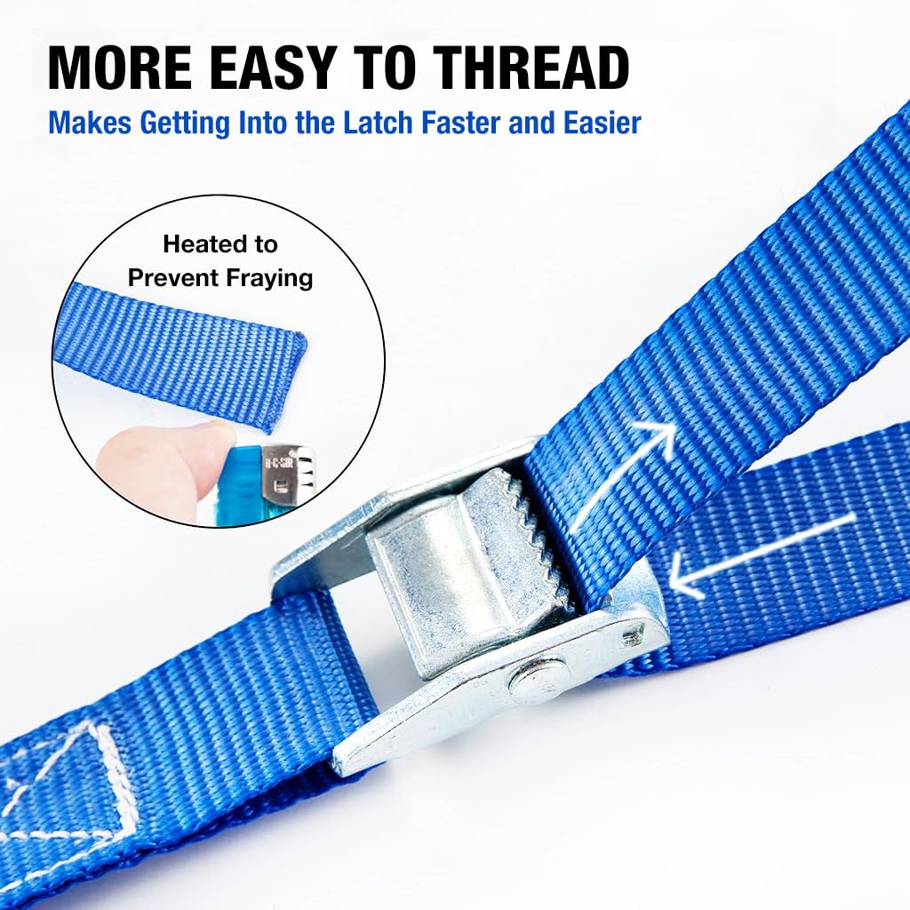 ZIBUYU Ratchet Lashing Straps for Cargo and Luggage with Zinc Alloy Mechanism 2.5m x25mm | Polyester Webbing