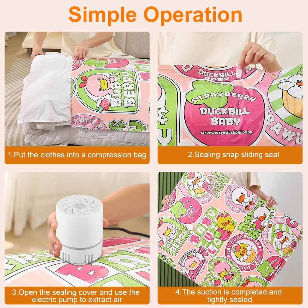 Supvox Vacuum Storage Bags for Clothes and Bedding with Double Seal & Hand Pump 6pcs Set