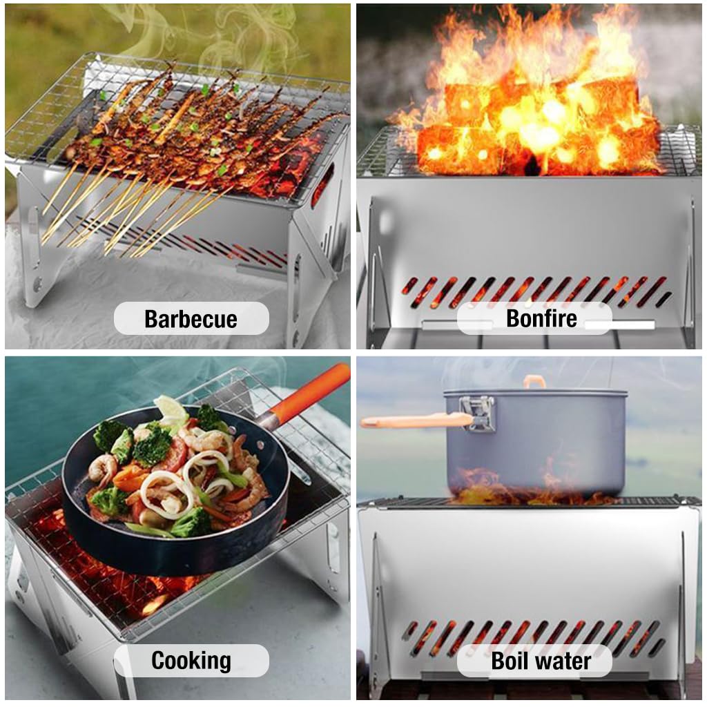 Optifit Camping BBQ Stove for Outdoor Grilling with Optimal Airflow Design | 21x16x13cm Stainless Steel