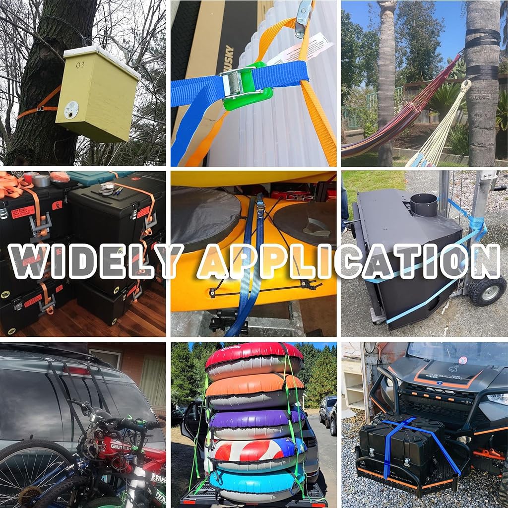 ZIBUYU Ratchet Lashing Straps for Cargo and Luggage with Zinc Alloy Mechanism 2.5m x25mm | Polyester Webbing