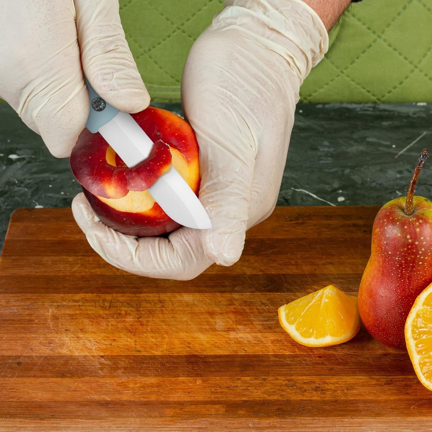 Zibuyu Fruit Cutter for Home and Travel with Folding Design and Ceramic Blade | Portable Utility Cutter with Beaded Chain