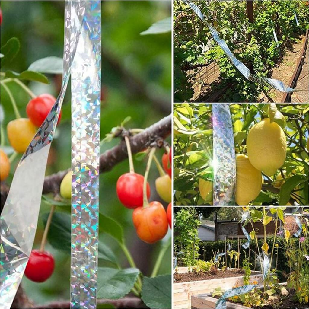 Supvox Bird Scare Tape for Gardens and Balconies with Self Adhesive Design 4.8cm x 80m | Reflective Multicolored Repellent