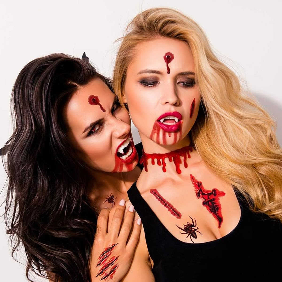MAYCREATE Halloween Face Tattoo Stickers for Makeup and Theme Parties featuring 30 Sheets | Safe Waterproof Wound Designs