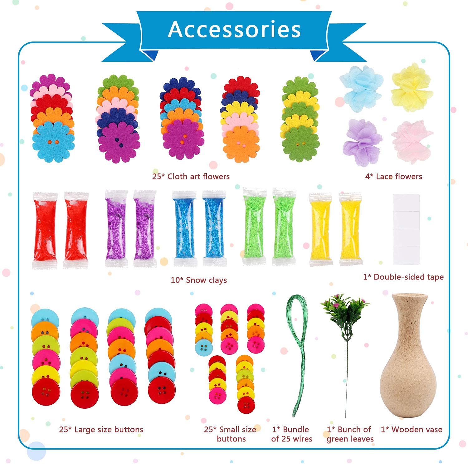 HANNEA® Making Crafts Vase Set,Fun and Colorful Beads Buttons Kits for Children Over Six Years Old -Colorful Flower Birthday Gift