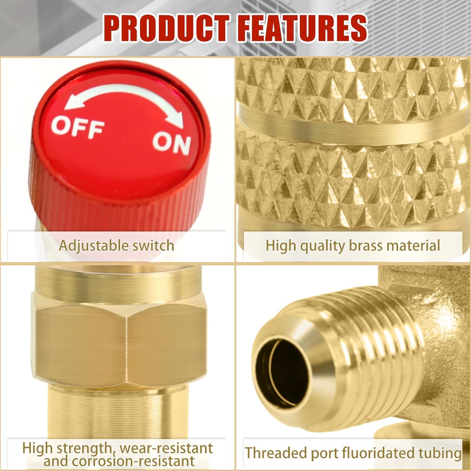 Serplex Refrigerant Charging Valve for R22 R410A HVAC Systems 1/4 to 5/16 Brass | Leak‑Resistant Easy Twist Control