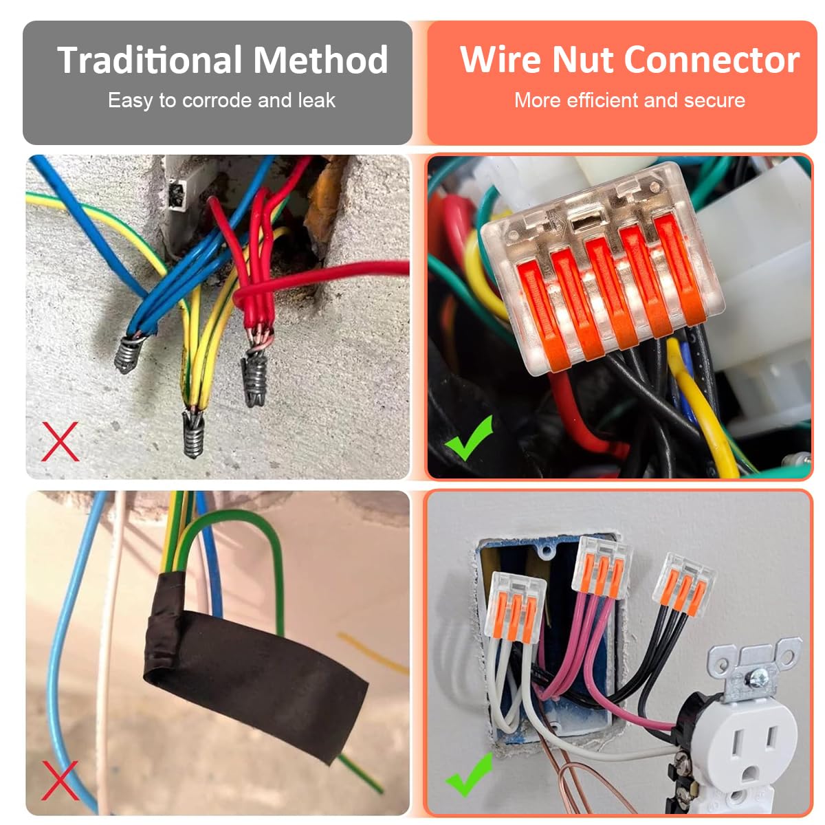 Serplex Cable Connectors Set for Electrical Wiring with 60 pcs Lever Nuts | Flame Retardant PC