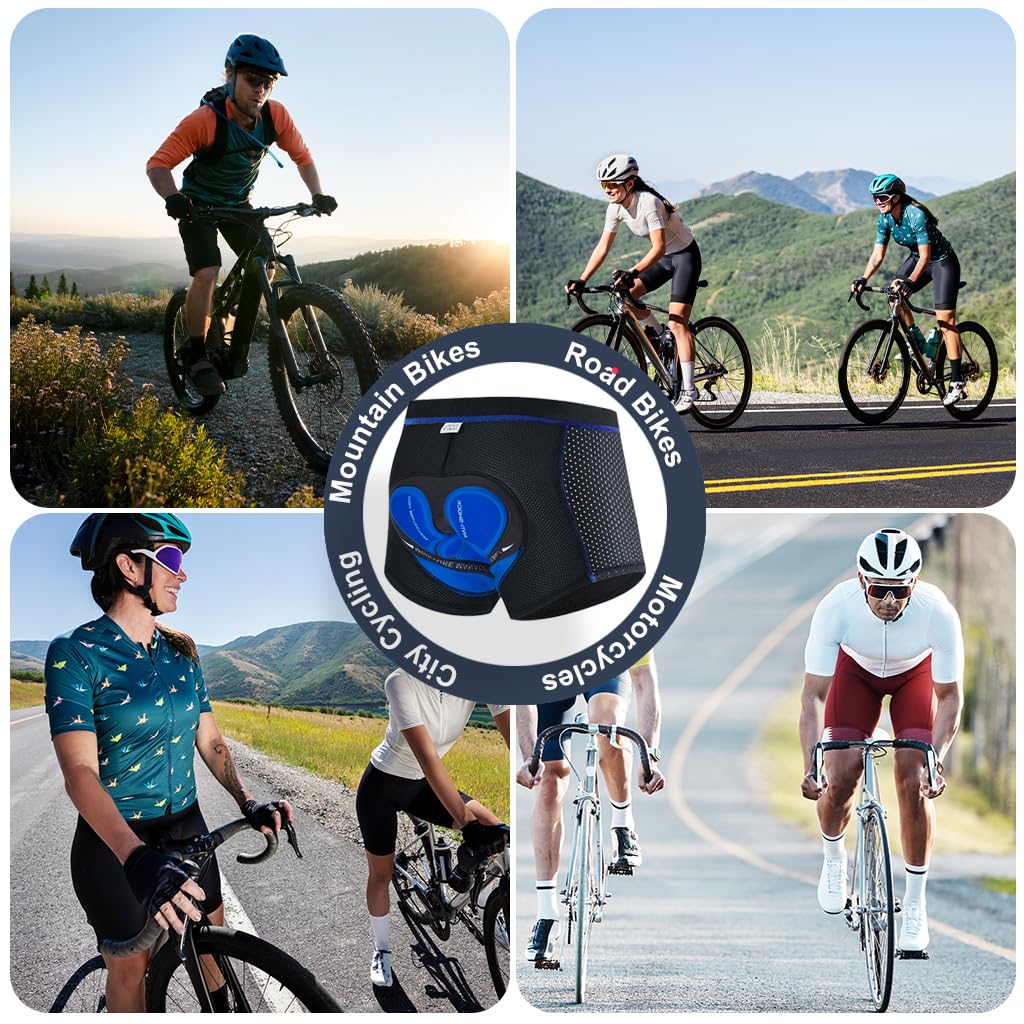 PROBEROS Men’s Cycling Shorts for Long Rides with 3D Gel Padding and Quick Dry Fabric | Blue