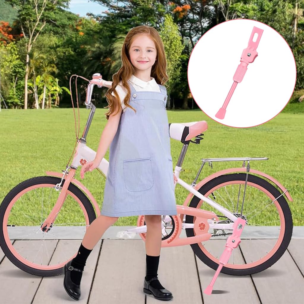 Proberos Kids Bicycle Kickstand for 20 Inch Wheels featuring Spring Loaded Mechanism and Reinforced Metal Pink 3 PCS
