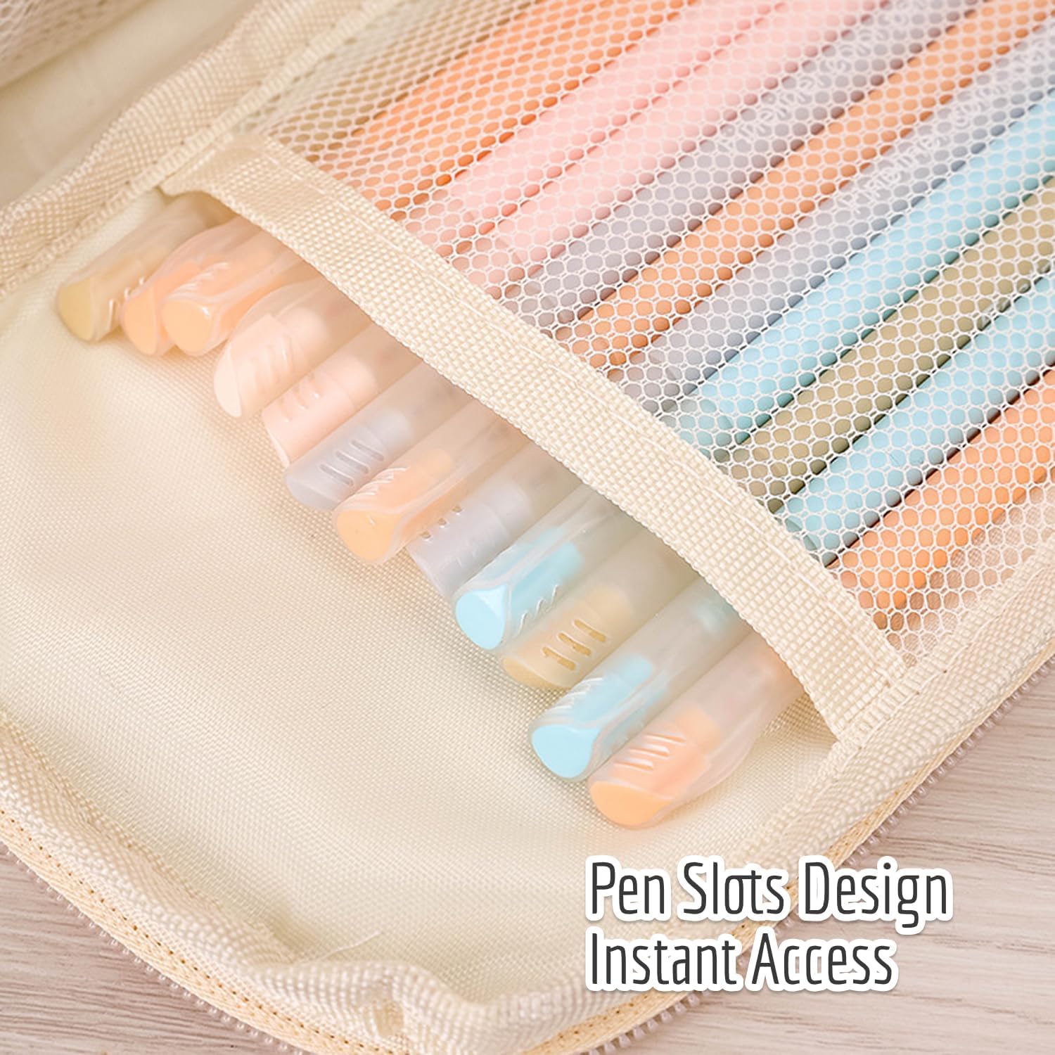 Zibuyu Pencil Pouch for School and Office Supplies with Multi Layer Mesh Pockets Organizer