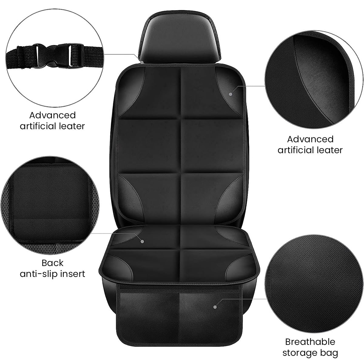 STHIRA® Car Seat Protector, Waterproof 600D Fabric Car Seat Protector Cover with 2 Storage Pockets Safe for Kids and Babies, Anti-Slip and Resistant Pet Car Seat Cover Protector for Dogs, SUVs, Vans, Sedans