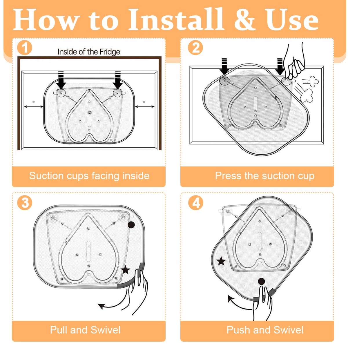 Supvox Lazy Susan Rotating Organizer for Refrigerator featuring 15.67 in tray and suction cup base | clear plastic storage for kitchen and pantry