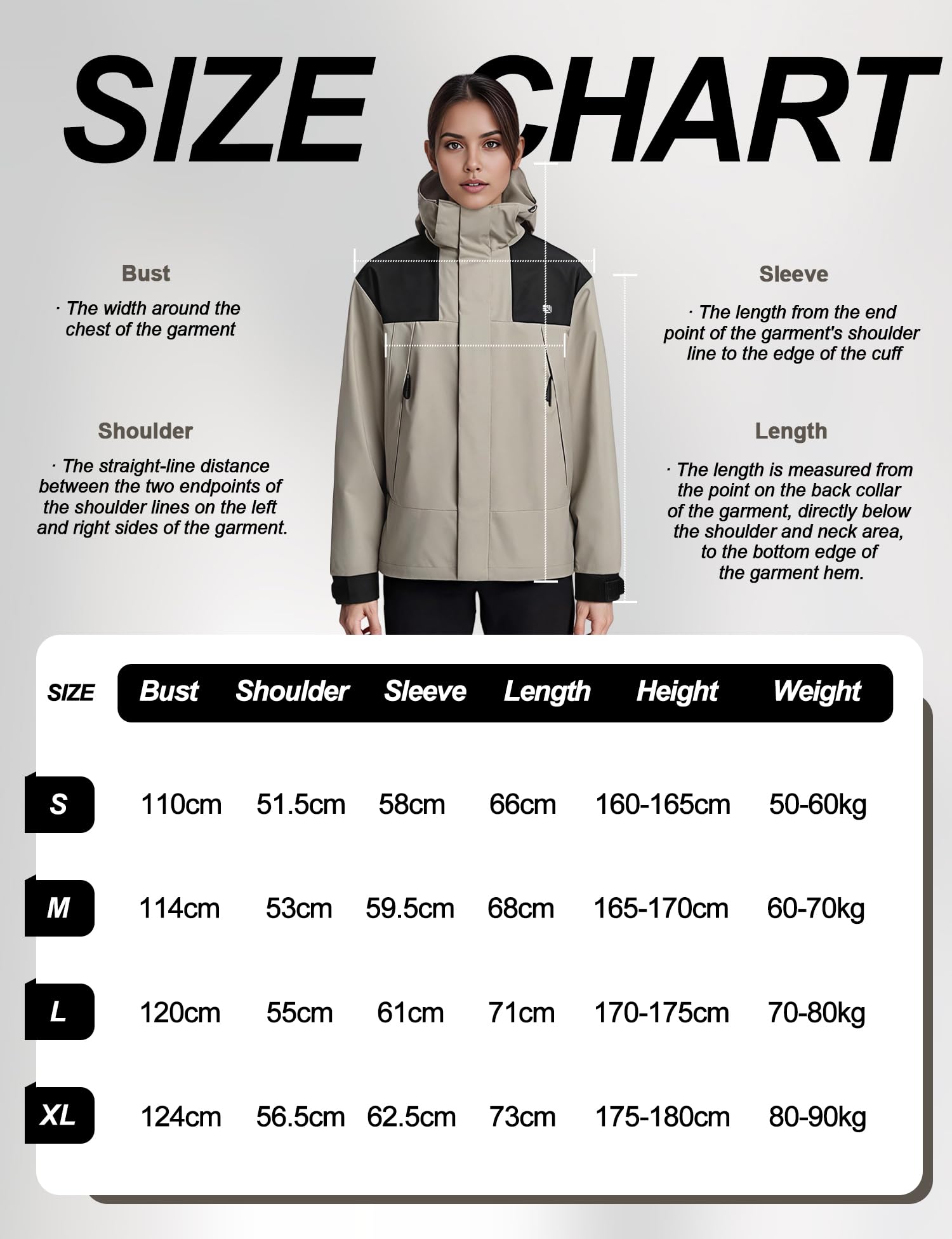 Venzina Women's Hiking Jacket for Trekking and Daily Wear with Detachable Hood | Windproof Water and Oil Resistant Slim Fit in Light Khaki