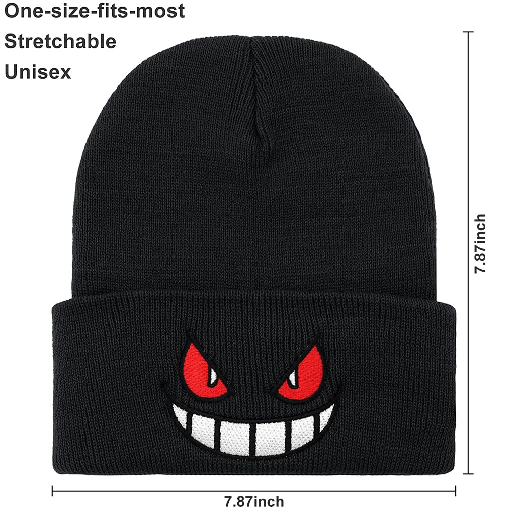 PALAY Winter Beanie Hat for Men and Women with Demon Emoji Embellishment | Soft Acrylic Knit