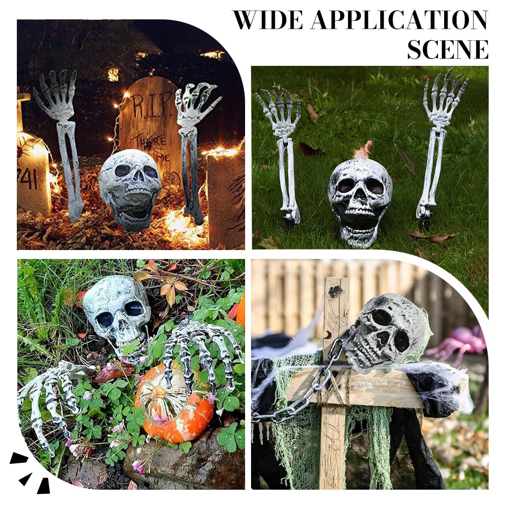 HASTHIP Halloween Half Buried Skeleton Ornament for Lawn and Garden Décor | Includes 2 Arms and Head