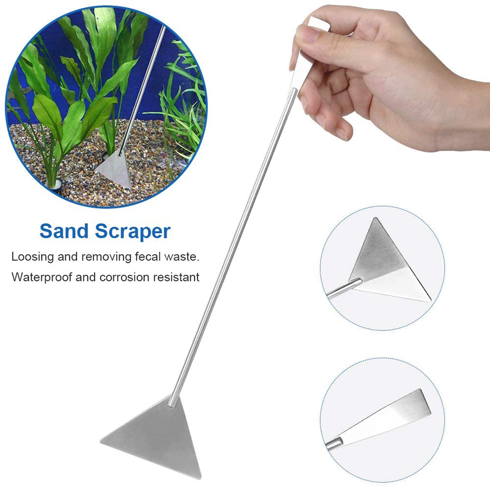 Qpets Aquarium Aquascaping Tools Kit for Plant Care with 12 in Scraper & 10.6 in Tweezers | Stainless Steel Set