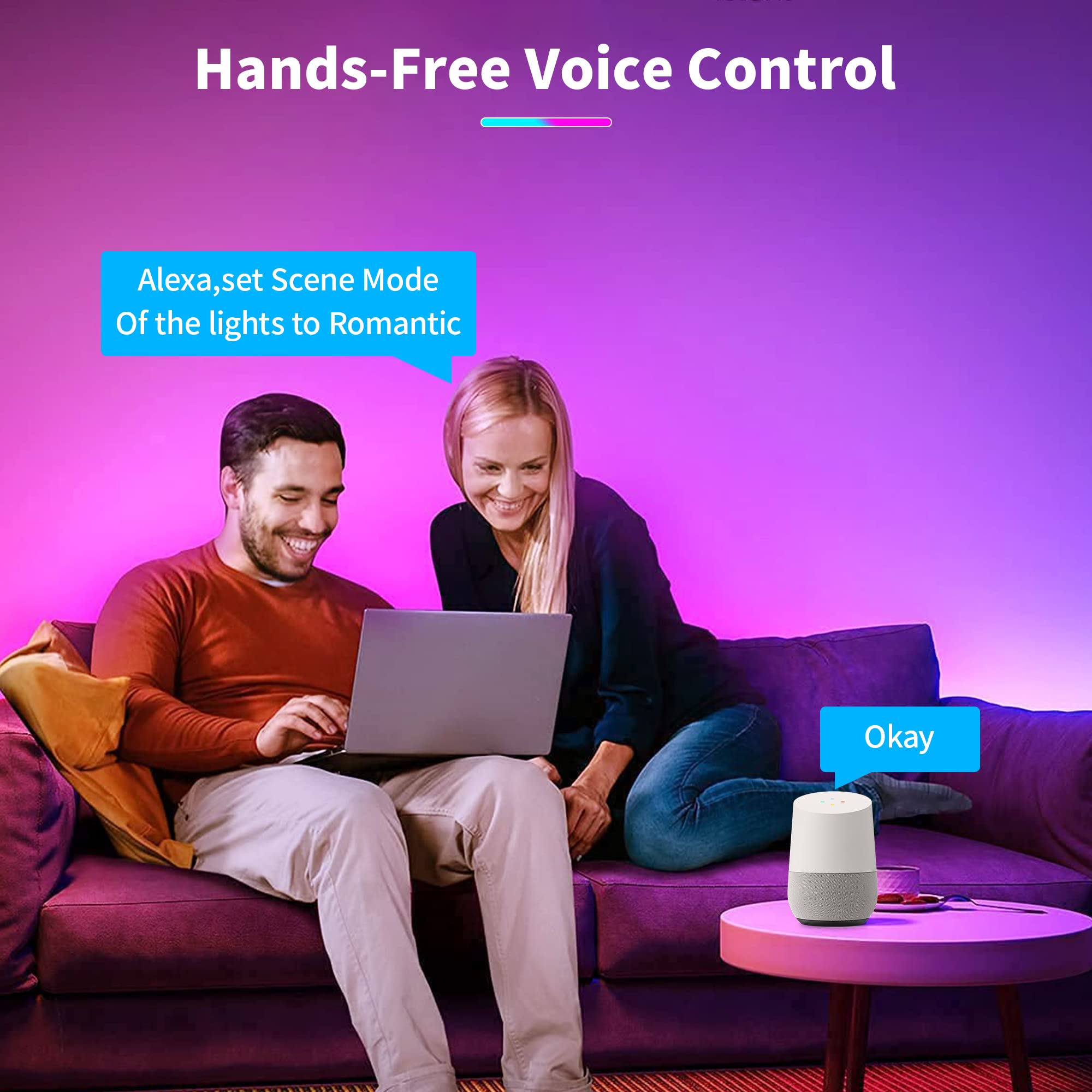 ELEPHANTBOAT RGBIC LED Strip Lights for Home Decoration with Music Sync and WiFi App Control 5M