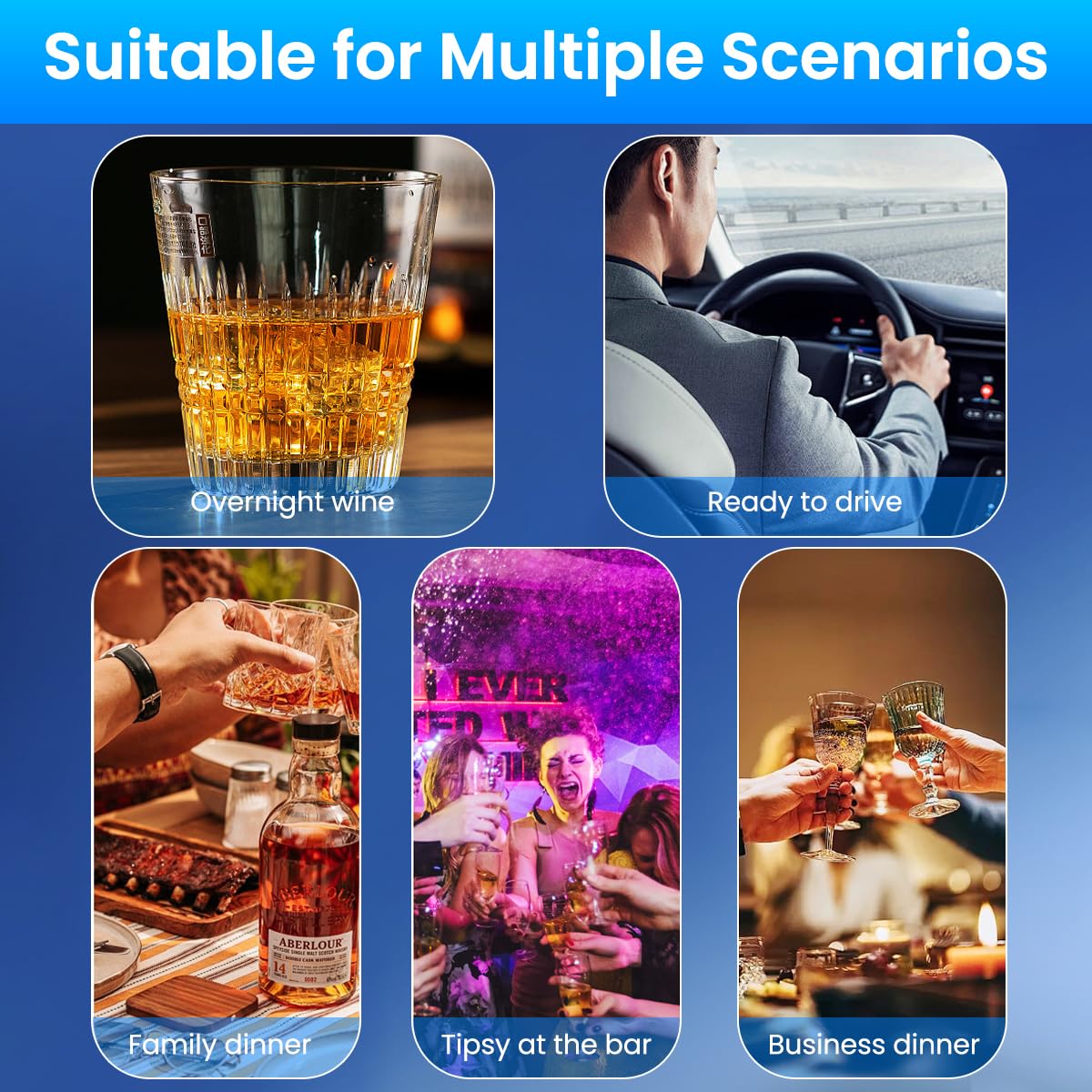 STHIRA Breathalyzer for Accurate Alcohol Testing with LCD Display and Sound Alarm | ±0.005% BAC Sensor and Reusable PP Nozzle