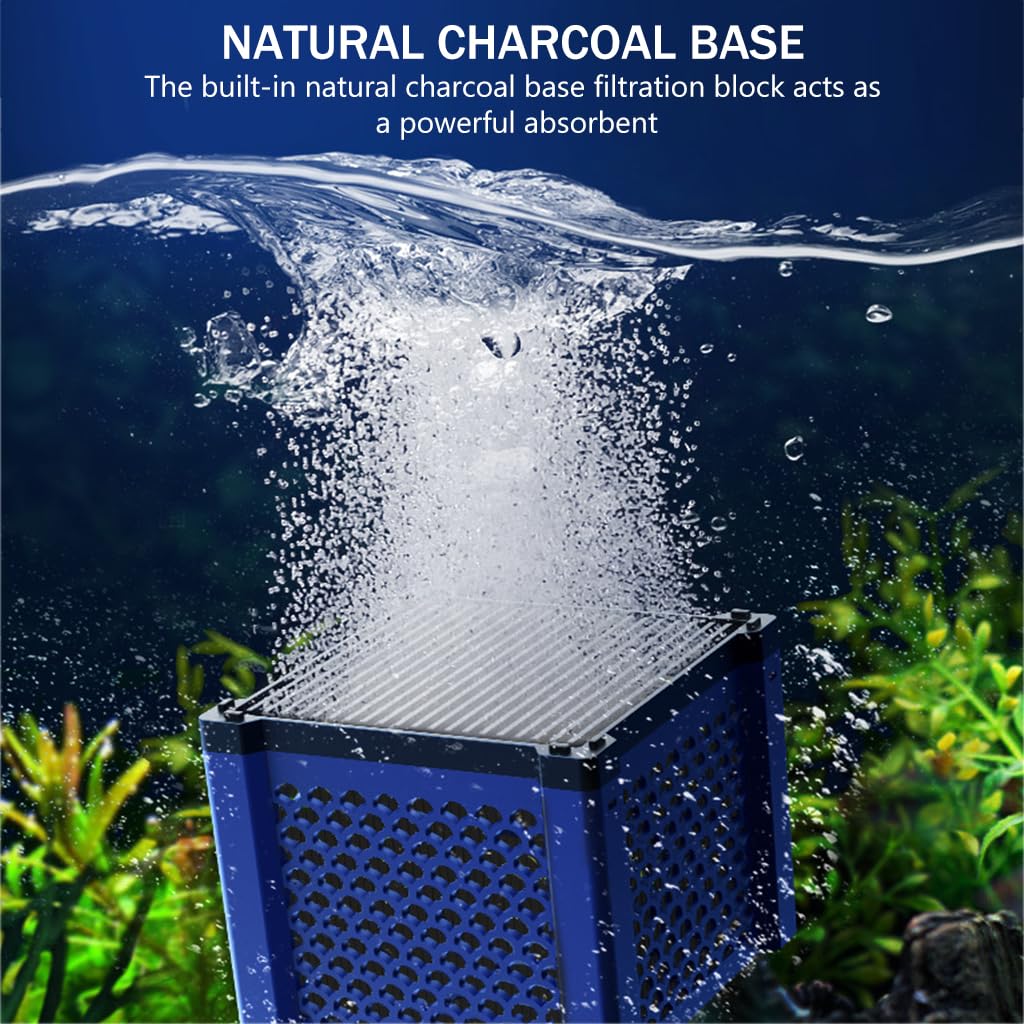 Qpets Fish Tank Water Filter for Aquariums with Charcoal Filtration Cube | Eco-Friendly Odor Removal
