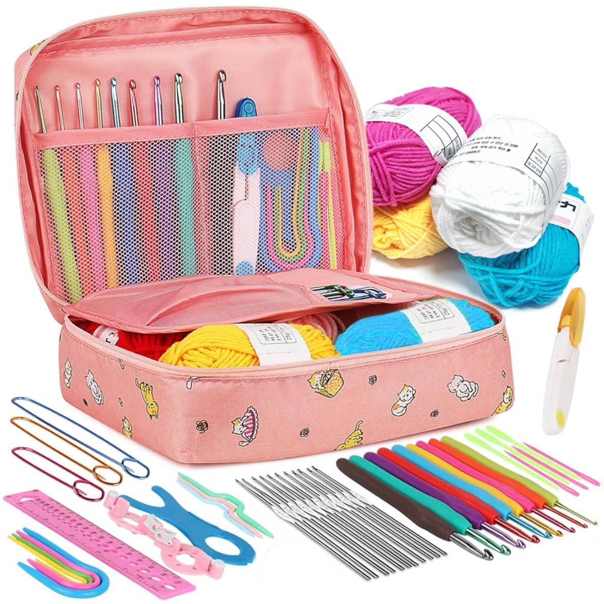 HASTHIP Crochet Hook Set for DIY Crafts with 9 and 12 Sizes and Soft Rubber Handles | Portable Storage Bag